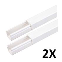 Kit 2 Canaletas Cabos Fios Fita Dupla Face 2Mt Branco