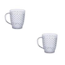 Kit 2 Caneca Chás e Café Luxxor 400 ML Plástico Cristalino 1143 Paramount