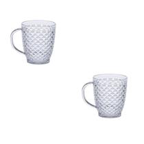 Kit 2 Caneca Chás e Café Luxxor Plástico Cristalino 400 ML