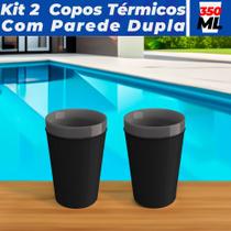 Kit 2 Caneca Copo Térmico 350ml Plástico Unitermi Cerveja Café