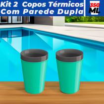 Kit 2 Caneca Copo Térmico 350ml Plástico Unitermi Cerveja Café Kit 2 Caneca Copo Térmico 350ml Plástico Unitermi Cerveja Café