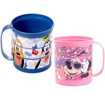 Kit 2 Caneca Divertida Giratória Minnie e Mickey 360ml Plasútil Kit 2 Caneca Divertida Giratória Minnie e Mickey 360ml Plasútil