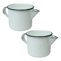 Kit 2 Caneca Esmaltada Com Bico Branca 1L Vela Sabonte Agata Kit 2 Caneca Esmaltada Com Bico Branca 1L Vela Sabonte Agata