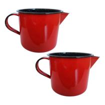Kit 2 Caneca Esmaltada Com Bico Branca 1L Vela Sabonte Agata