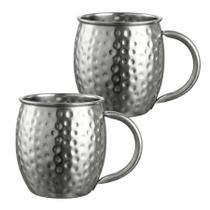 Kit 2 Caneca Moscow Mule Inox Em Martelada Drink Bar 580ml