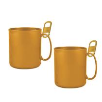 Kit 2 Caneca Redonda Clipe Dourado 400Ml Plástico