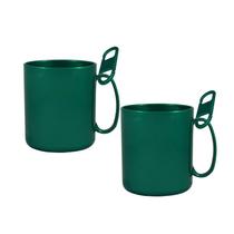 Kit 2 Caneca Redonda Clipe Verde 400Ml Plástico
