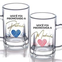 Kit 2 Caneca Taberna Padrinhos Casamento Batizado Lembrancinha Dindo Dinda Madrinha e Padrinho