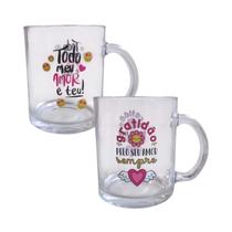 Kit 2 Caneca Vidro Te Amo Amor Dia Das Mães Namorados 330ml Kit 2 Caneca Vidro Te Amo Amor Dia Das Mães Namorados 330ml