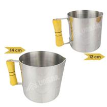 Kit 2 canecão luxo chapa grossa 12 e 14 cm pequeno e médio aluminio reforçado chapa cabo madeira mul Kit 2 canecão luxo chapa grossa 12 e 14 cm pequeno e médio aluminio reforçado chapa cabo madeira mul