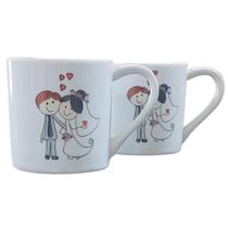 Kit 2 Canecas 210ml Noivos / Casal / Casamento - Porcelana Branca Kit 2 Canecas 210ml Noivos / Casal / Casamento - Porcelana Branca
