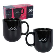 Kit 2 Canecas Amor Love Dela & Dele Em Cerâmica 350mL, Allmix, Par De Xícaras Café Chá Kit 2 Canecas Amor Love Dela & Dele Em Cerâmica 350mL, Allmix, Par De Xícaras Café Chá