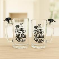 Kit 2 Canecas Chopp Cerveja Vidro com Campainha Sino 450ml Kit 2 Canecas Chopp Cerveja Vidro com Campainha Sino 450ml