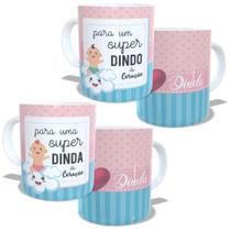 Kit 2 Canecas - Convite para Padrinhos - Para um(a) Super Dindo(a) do Coração Personalizada com Nome