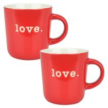 Kit 2 Canecas De Porcelana Love Vermelho 170Ml Lyor