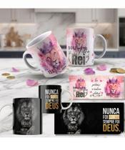 Kit 2 Canecas de Porcelana Premium Leão de Judá e Realeza Celestial Kit 2 Canecas de Porcelana Premium Leão de Judá e Realeza Celestial