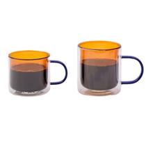 Kit 2 canecas de vidro de café ou chá parede dupla dueto - Oikos