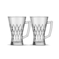 Kit 2 Canecas de Vidro Diamante 0,22L Plasvale