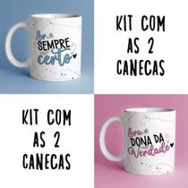 Kit 2 Canecas Dia Dos Namorados Frase Sr. Sempre Certo Sra. Dona Da Verdade Porcelana MEGA OFERTA!