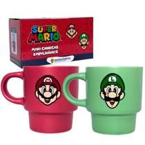 Kit 2 Canecas Empilháveis Super Mario Bros Xícaras 150mL Cerâmica Original, Zona Criativa