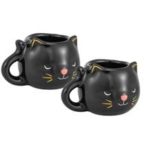 Kit 2 canecas gato preto enfeites halloween dia das bruxas