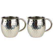 Kit 2 Canecas Moscow Mule Martelada Inox 580ml Drinks Bebidas Mesa Bar