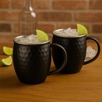 Kit 2 Canecas Moscow Mule Martelada Preta 580ml Drinks Bebidas Mesa Bar