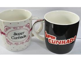Kit 2 Canecas Porcelana Na Caixa Super Cunhado e Cunhada - Happy Days Personalizada