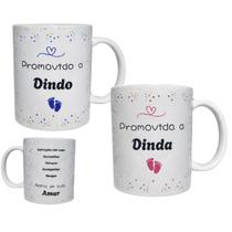 Kit 2 Canecas Promovido a Dindo e a Dinda 300ml Presente para Padrinhos Convite Chá de Bebê Porcelana Estampa Durável Kit 2 Canecas Promovido a Dindo e a Dinda 300ml Presente para Padrinhos Convite Chá de Bebê Porcelana Estampa Durável