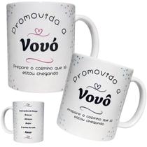 Kit 2 Canecas Promovido a Vovô e a Vovó 300ml Presente para Vovós Convite Chá de Bebê Porcelana Estampa Durável Branco, Kit Avós 01 02 Peças Kit 2 Canecas Promovido a Vovô e a Vovó 300ml Presente para Vovós Convite Chá de Bebê Porcelana Estampa Durável Branco, Kit Avós 01 02 Peças