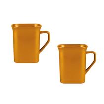 Kit 2 Canecas Quadrada Dourado 250Ml Plástico Premium