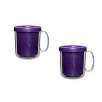 Kit 2 Canecas Térmica Cristal Lilás 300Ml Plástico Kit 2 Canecas Térmica Cristal Lilás 300Ml Plástico