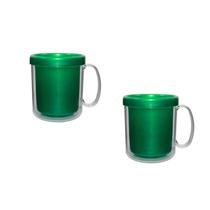 Kit 2 Canecas Térmica Cristal Verde 300Ml Plástico Kit 2 Canecas Térmica Cristal Verde 300Ml Plástico