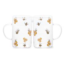 Kit 2 Canecas Vidro Borossilicato Bee Abelha 280ml Lyor Kit 2 Canecas Vidro Borossilicato Bee Abelha 280ml Lyor