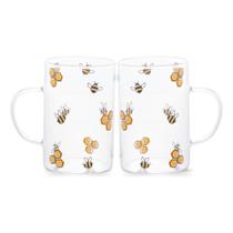 Kit 2 Canecas Vidro Borossilicato Bee Abelhas 280ml Lyor Kit 2 Canecas Vidro Borossilicato Bee Abelhas 280ml Lyor