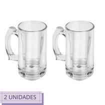 Kit 2 Canecas Zero Grau 380ml Cerveja Chopp Vidro Resistente