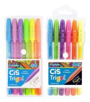 Kit 2 Caneta Cis Trigel Neon / Pastel Estojo C/6 Cores