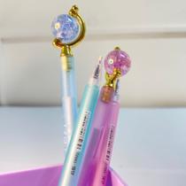 Kit 2 canetas de gel bola de cristal divertida papelaria fofa exclusiva