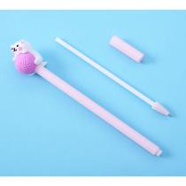 Kit 2 canetas em gel formato gatinho com bolinha silicone escolar. moderno