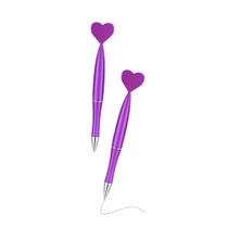 Kit 2 Canetas Esferográficas Giratórias em Formato de Coração Tinta Preta Kit 2 Canetas Esferográficas Giratórias em Formato de Coração Tinta Preta