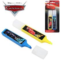 Kit 2 Canetas Marca Texto Infantil Amarelo Azul Carros Kit 2 Canetas Marca Texto Infantil Amarelo Azul Carros