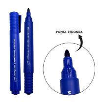 Kit 2 canetas permanente azul secagem rápida papelaria multiuso