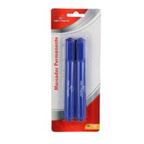 Kit 2 canetas permanente azul secagem rápida papelaria prática utilidade