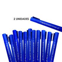 Kit 2 canetas permanente azul secagem rápida papelaria simples