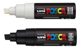 Kit 2 Canetas Posca Preta e Branca PC-8K