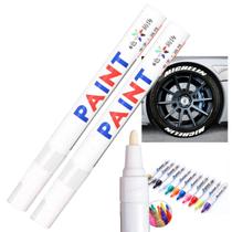 Kit 2 Canetas Reparadora Tira Risco Automóveis Carro Moto Caminhões Pintar e Retocar Pneu Azulejo e Tênis Uso Escolar Marca Texto Branco