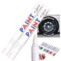 Kit 2 Canetas Reparadora Tira Risco Automóveis Carro Moto Caminhões Pintar e Retocar Pneu Azulejo e Tênis Uso Escolar Marca Texto Branco