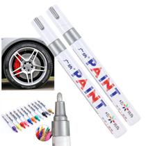 Kit 2 Canetas Reparadora Tira Risco Automóveis Carro Moto Caminhões Pintar e Retocar Pneu Azulejo e Tênis Uso Escolar Marca Texto Prata