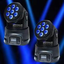 Kit 2 Canhão Luz Mini Moving Head 7 Led 12w Rgbw Quadriled 110v/220v Kit 2 Canhão Luz Mini Moving Head 7 Led 12w Rgbw Quadriled 110v/220v