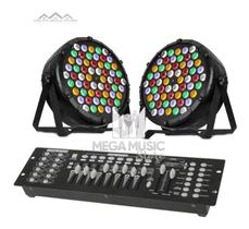 Kit 2 Canhão Refletor Led Rgbwa 60 Led 3w Ambar + Mesa Dmx Kit 2 Canhão Refletor Led Rgbwa 60 Led 3w Ambar + Mesa Dmx